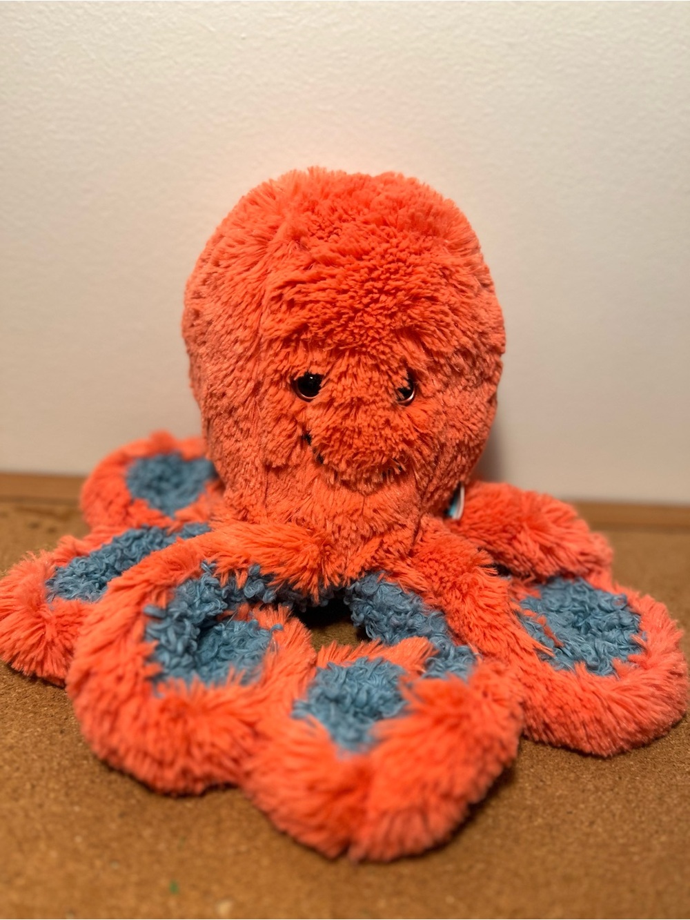Plush Octopus Stuffed Animal in Orange and Blue - Soft Cuddly Toy